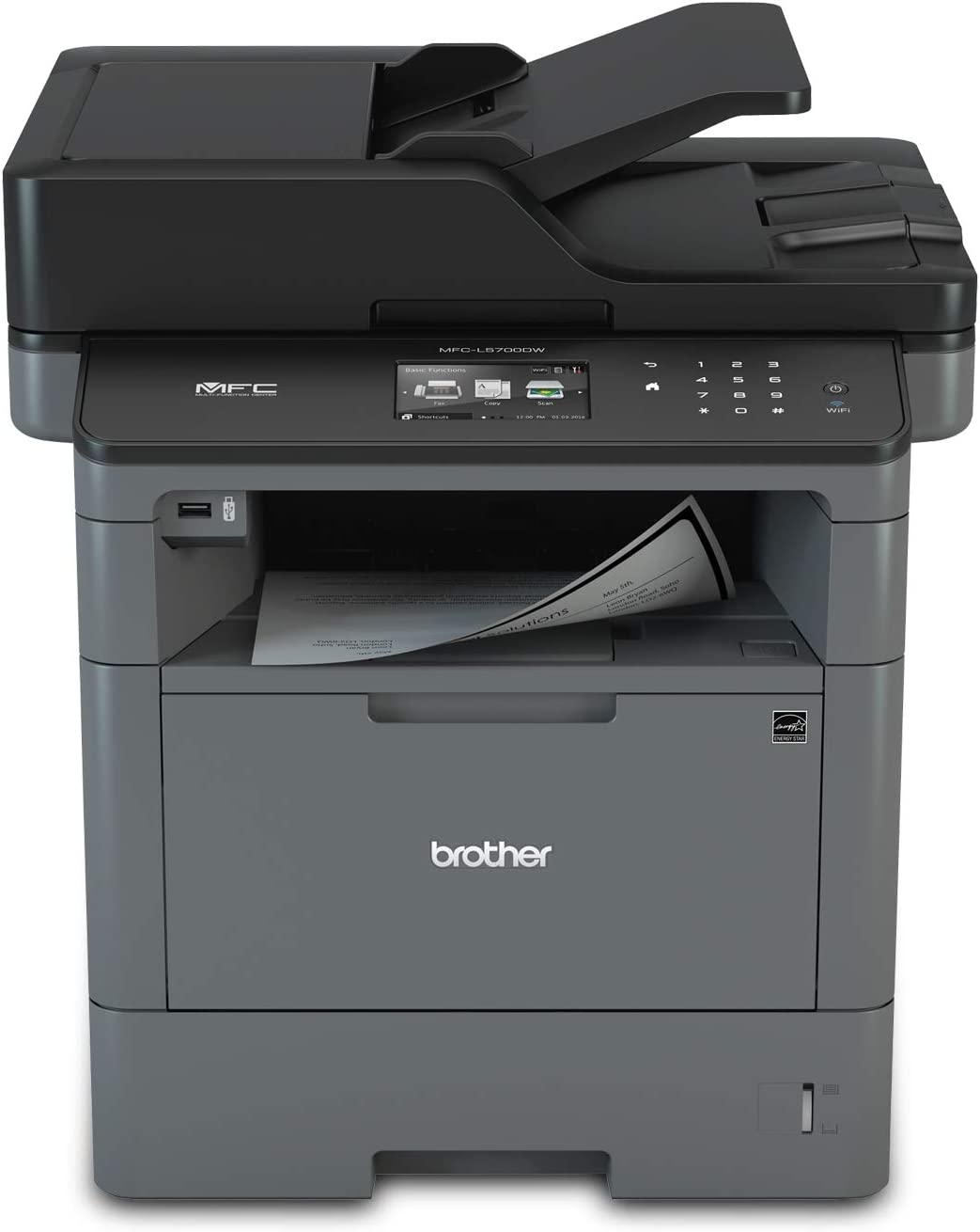 230816082240288_1 Brother Monochrome Laser Multifunction All-in-One Printer, MFC-L5700DW, Flexible Network Connectivity, Mobile Printing & Scanning, Duplex Printing, Dash Replenishment Ready, Black - Image 1